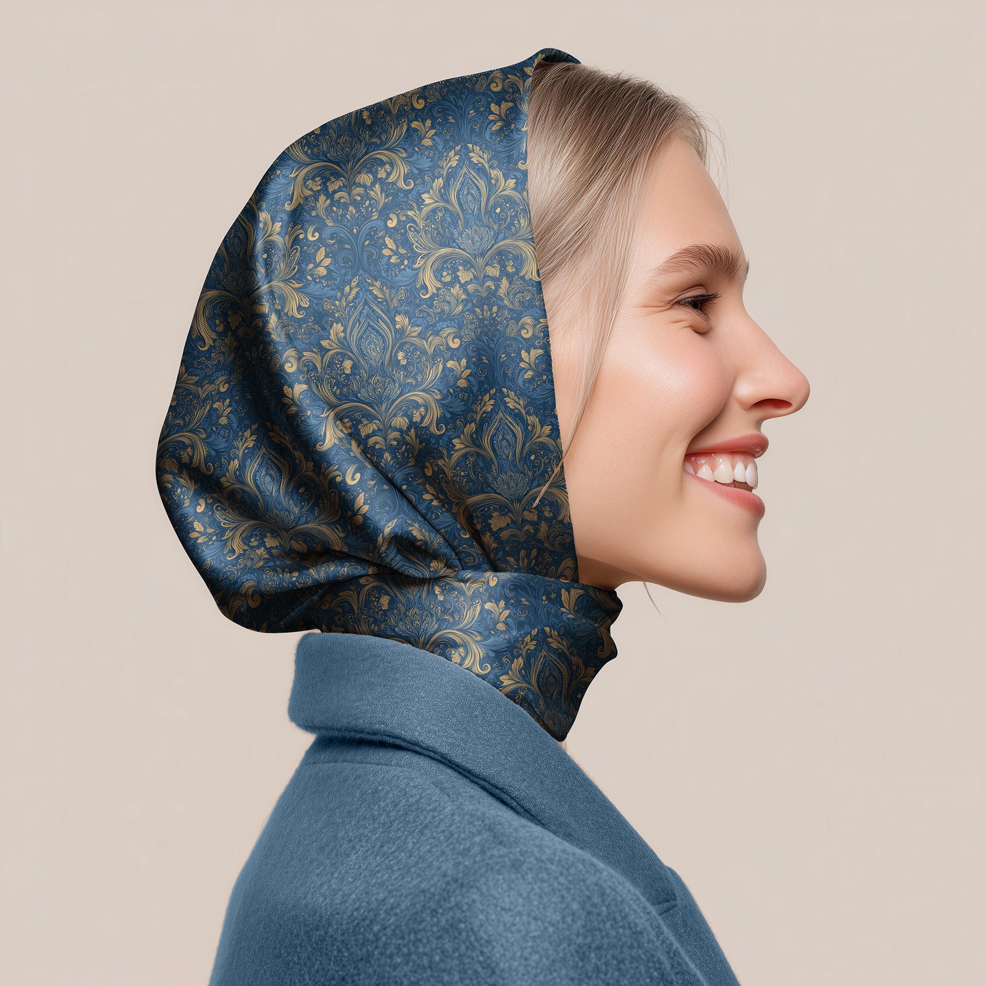 Scarf Add Model Silk Headscarf Mockup on Female Model | Editable Scarf Design ...