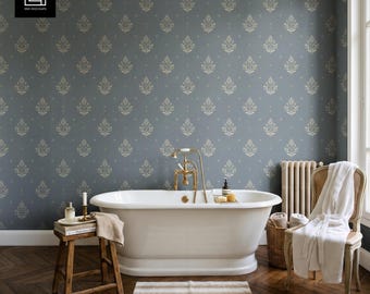 Luxury Bathroom Wallpaper Mockup PSD PNG, Freestanding Bath Boho Interior Smart Object, Blank Wall Photoshop Mockup Digital Download