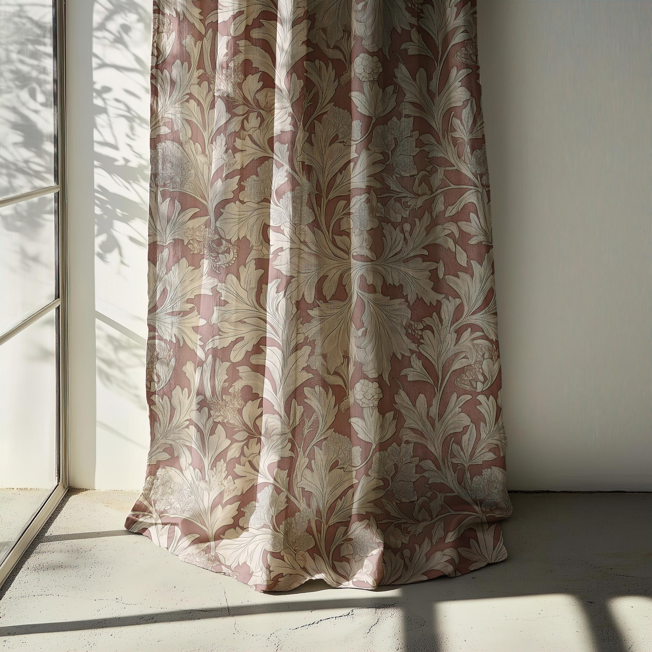 Realistic Fabric Curtain Mockup (PSD Smart Object), Seamless Pattern Preview, Adjustable Shade Template Home Textile Design Display Showcase
