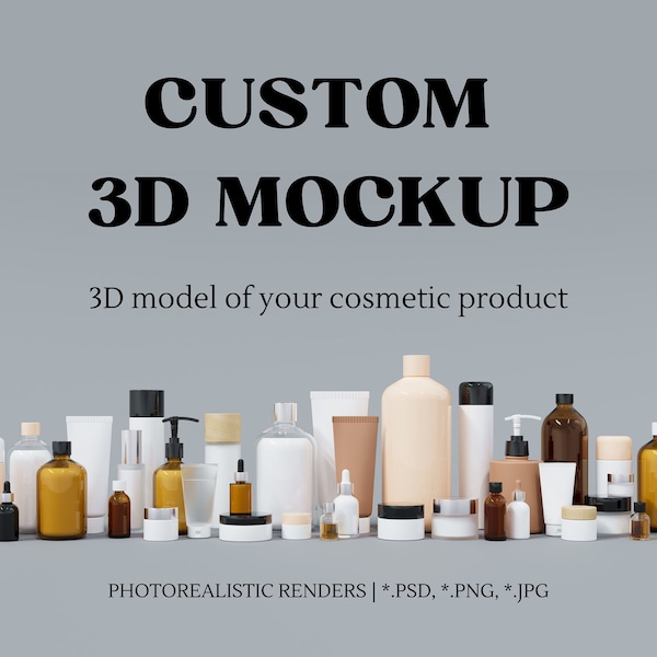 Rendu 3D de votre produit cosmétique, service de maquette personnalisée, maquette 3D, visualisation 3D de l'emballage du produit