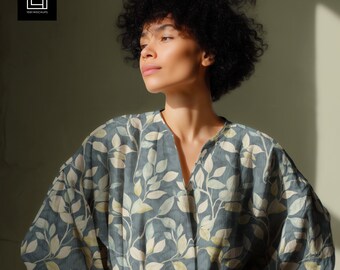 Long Sleeve Ethnic Dress Mockup, Realistic Clothing Fabric Model Mock-up, Closeup Natural Textile Template, Surface Seamless Pattern Preview