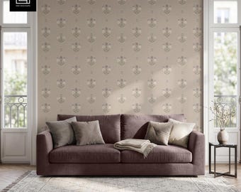 European Living Room Wallpaper Mockup, Accent Wall PSD, Adjustable Sofa Color, Contemporary Interior, Pattern Display Photoshop Smart Object
