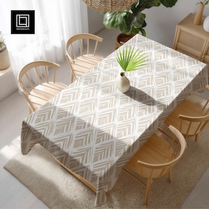 Rectangular Tablecloth Mockup (PSD), View From Above, Fabric Seamless Pattern Preview Template, Adjustable POD Design Showcase, Home Textile