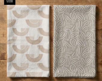 Tea Towel Mockup Set of 2 | Editable Kitchen Towel Digital Mockup | Realistic Textile Product Display | PSD PNG for Photoshop and Canva