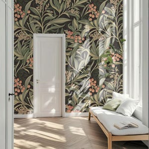 Weißer Raum Wallpaper Mockup (Photoshop PSD), Leere Wand Muster Mock-up, Home Interior Peel-and-Stick Wandverkleidung Aufkleber Vorschau Vorlage
