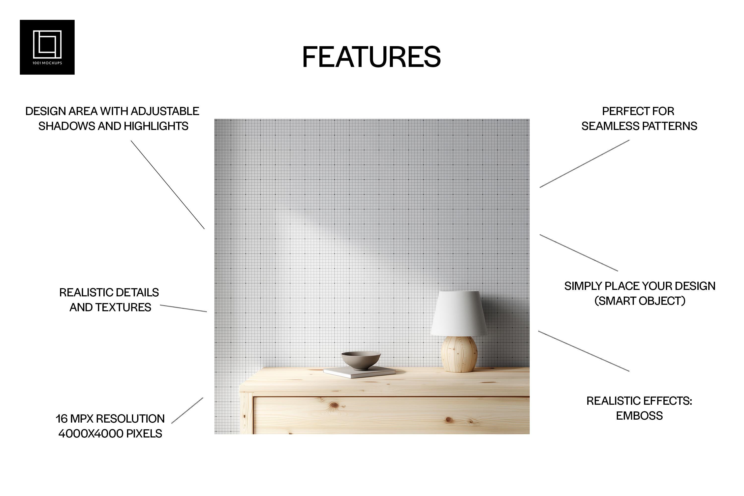 Minimalist Wallpaper Mockup | Editable Emboss Effect | Modern Room ...