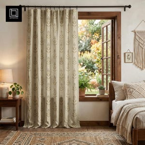 Linen Curtain Mockup | Boho Bedroom Interior | Editable Digital Template | Window Drapes Decor Mock Up | PSD PNG for Photoshop and Canva