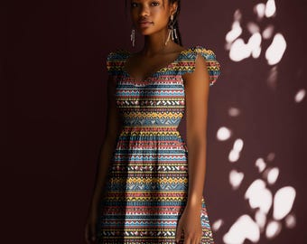 Long Dress Mockup (PSD+JPG) on African-american Female Model
