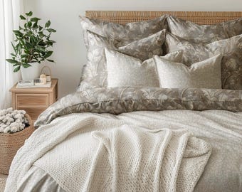 Vitrina de exhibición de diseño textil para ropa de cama, maqueta de ropa de cama (objeto inteligente PSD), vista previa de patrón de tela realista, plantilla ajustable sin costuras