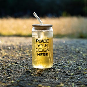 Glass can mockup for your POD business, Libbey glass mockups, real photo 16oz Sipper glass mockup, Glass tumbler mock-up (PSD, smart object)