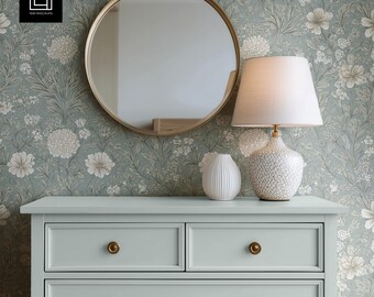 Cottagecore Wallpaper Mockup | Editable Dresser Color | Rustic Cottage Decor Digital Download | PSD PNG for Photoshop and Canva