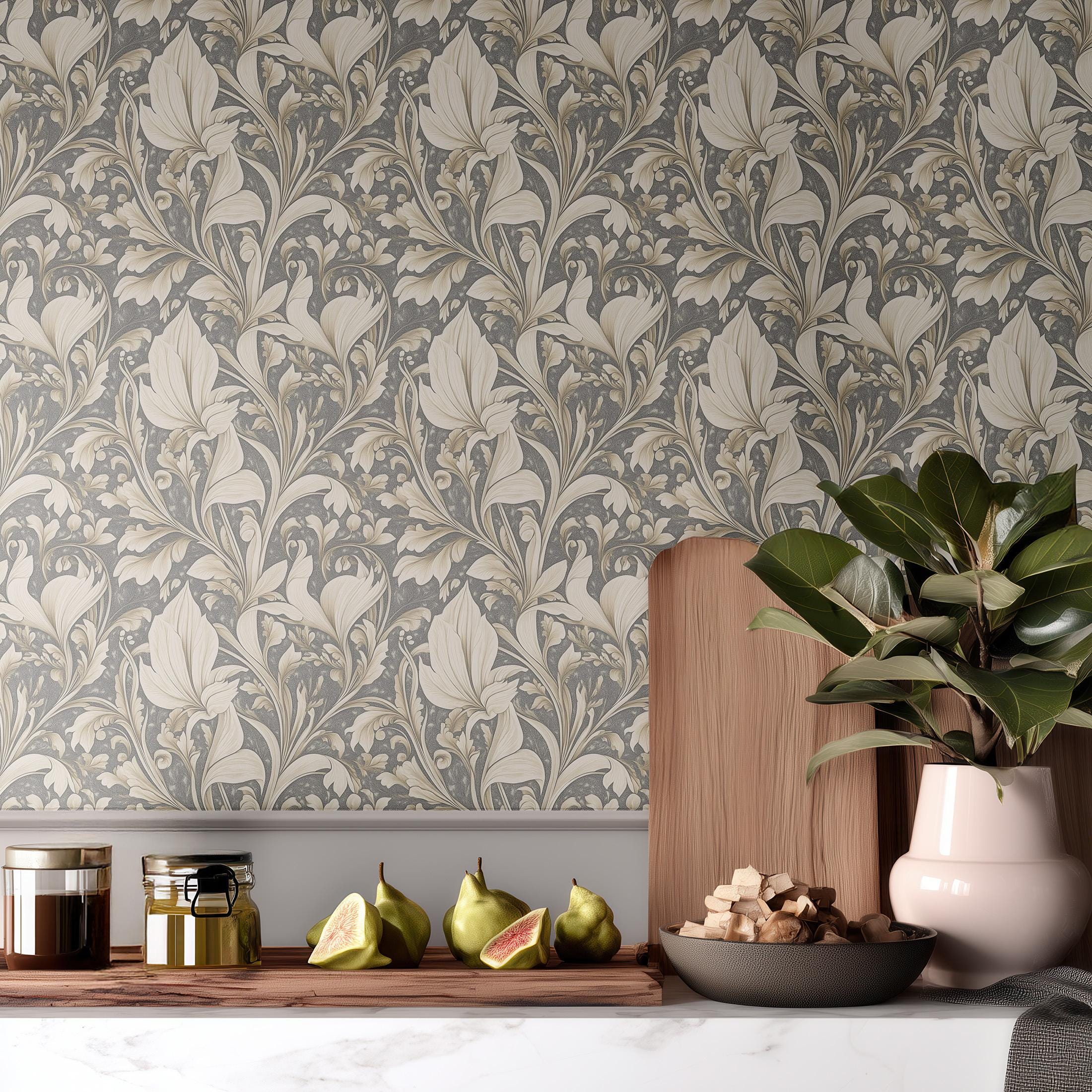 Contemporary Dining Room Wallpaper Mockup (PSD), Blank Wall Pattern ...