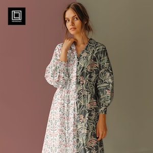 Realistic Cotton Dress Mock-up (PSD+JPG), Elegant Fabric Pattern Mockup, Editable Textile Template, Young Female Model Design Presentation
