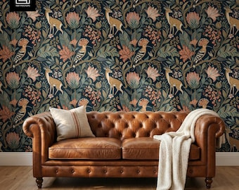 Classic Living Room Wallpaper Mockup PSD PNG, Adjustable Sofa Color, Blank Wall Seamless Pattern Mock-up, Peel-and-stick Covering Template