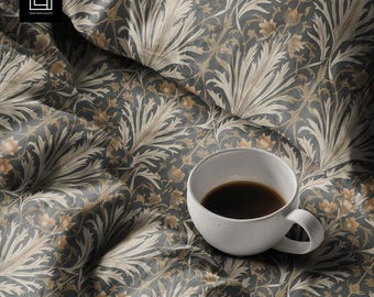 Vista previa del patrón de tela de cama, maqueta de ropa de cama (objeto inteligente PSD), escaparate de diseño textil, plantilla editable sin costuras