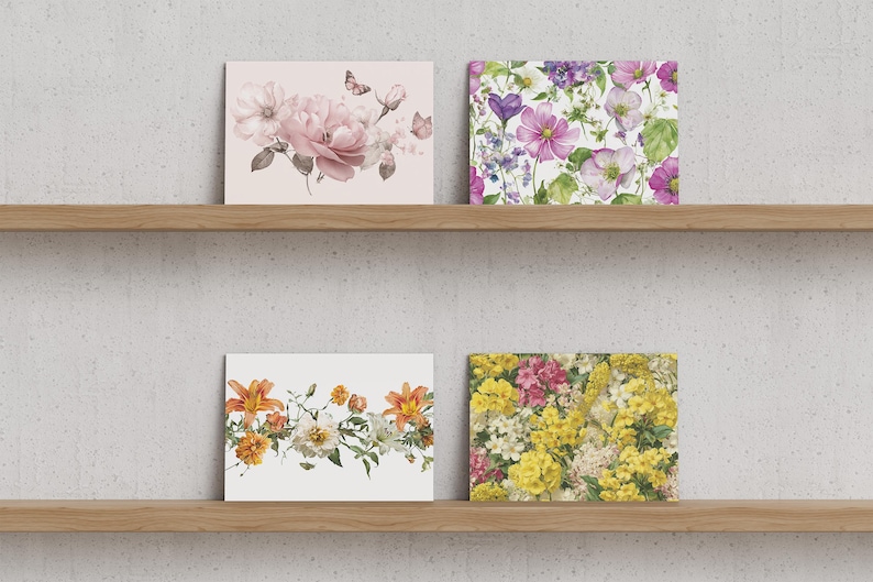 Four Unfolded Postcards Mockup (horizontal DIN A, ISO 2016), One-sided ...