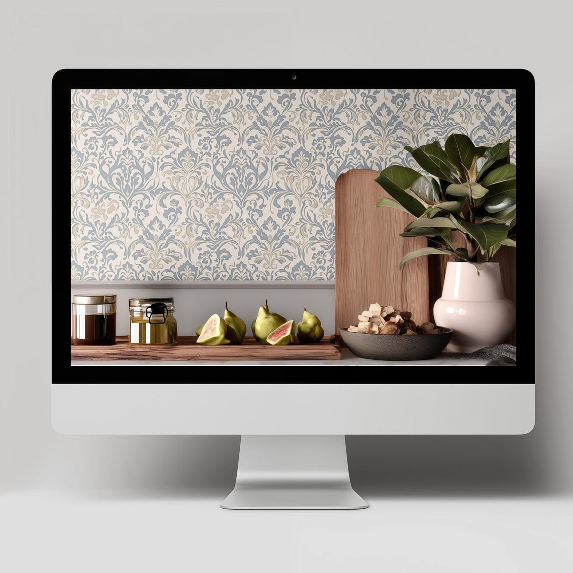 Contemporary Dining Room Wallpaper Mockup (PSD), Blank Wall Pattern ...