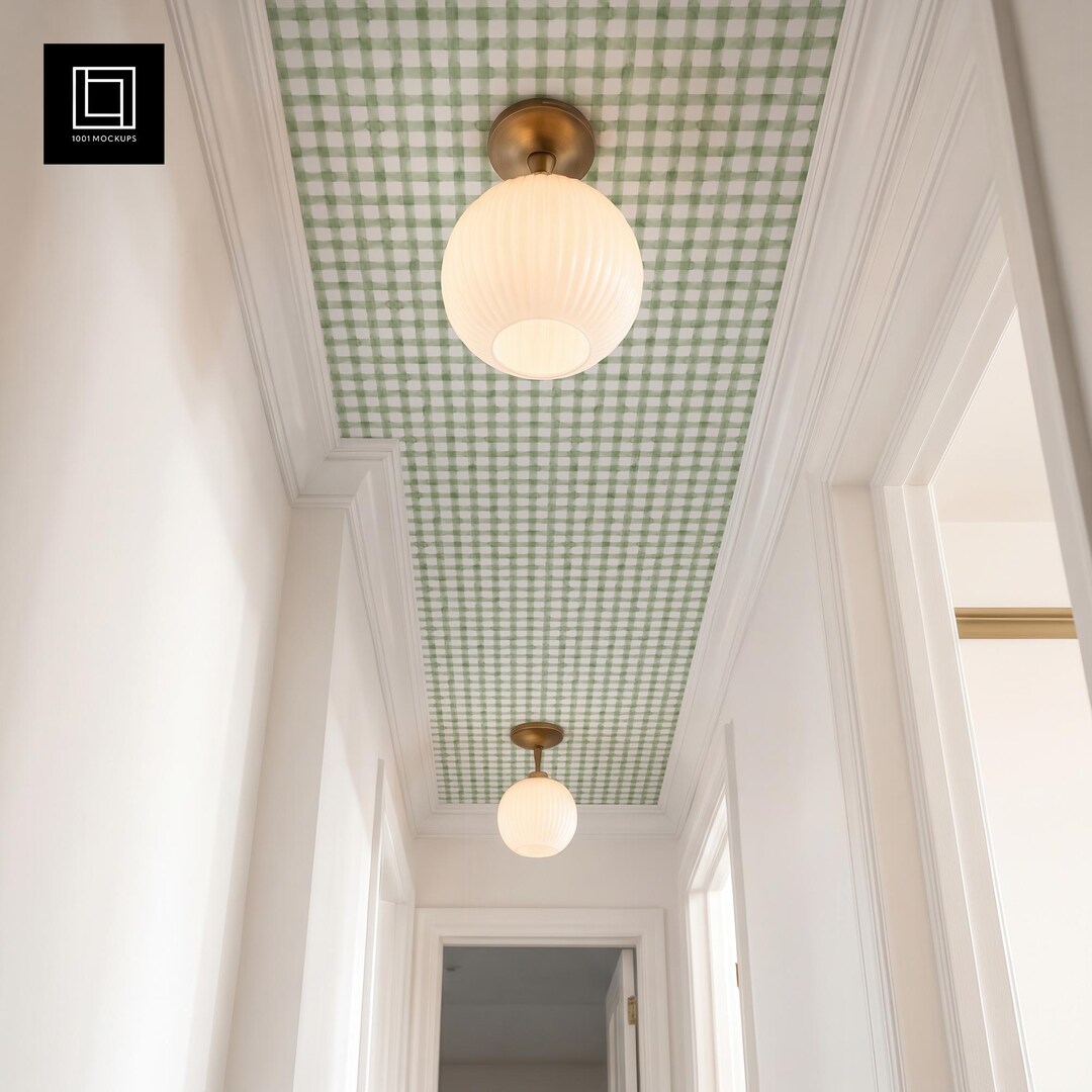 Retro Ps Background Hallway Ceiling Wallpaper Mockup PSD, Photoshop Smart Object ...