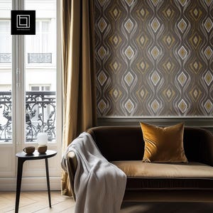 Elegantes Wohnzimmer Tapeten Mockup (PSD Smart Objekt), leere Wand Muster Mock-up, moderne Innenwandverkleidung Aufkleber Vorschau Vorlage