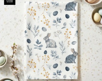 Tea Towel Mockup | Editable Easter Home Decor Template | Spring Kitchen Linen Digital Download | PSD PNG for Photoshop and Canva