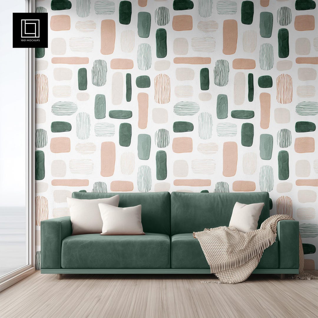 Digital Luxury Living Room Wallpaper Mockup | Editable Emboss Effect ...
