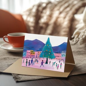 Styled Fine Art gefaltete Postkarte Mockup, Horizontale Grußkarte Mock-up, Elegante Raffinierte Papier Kunstwerk Vorschau Interior POD Vorlage