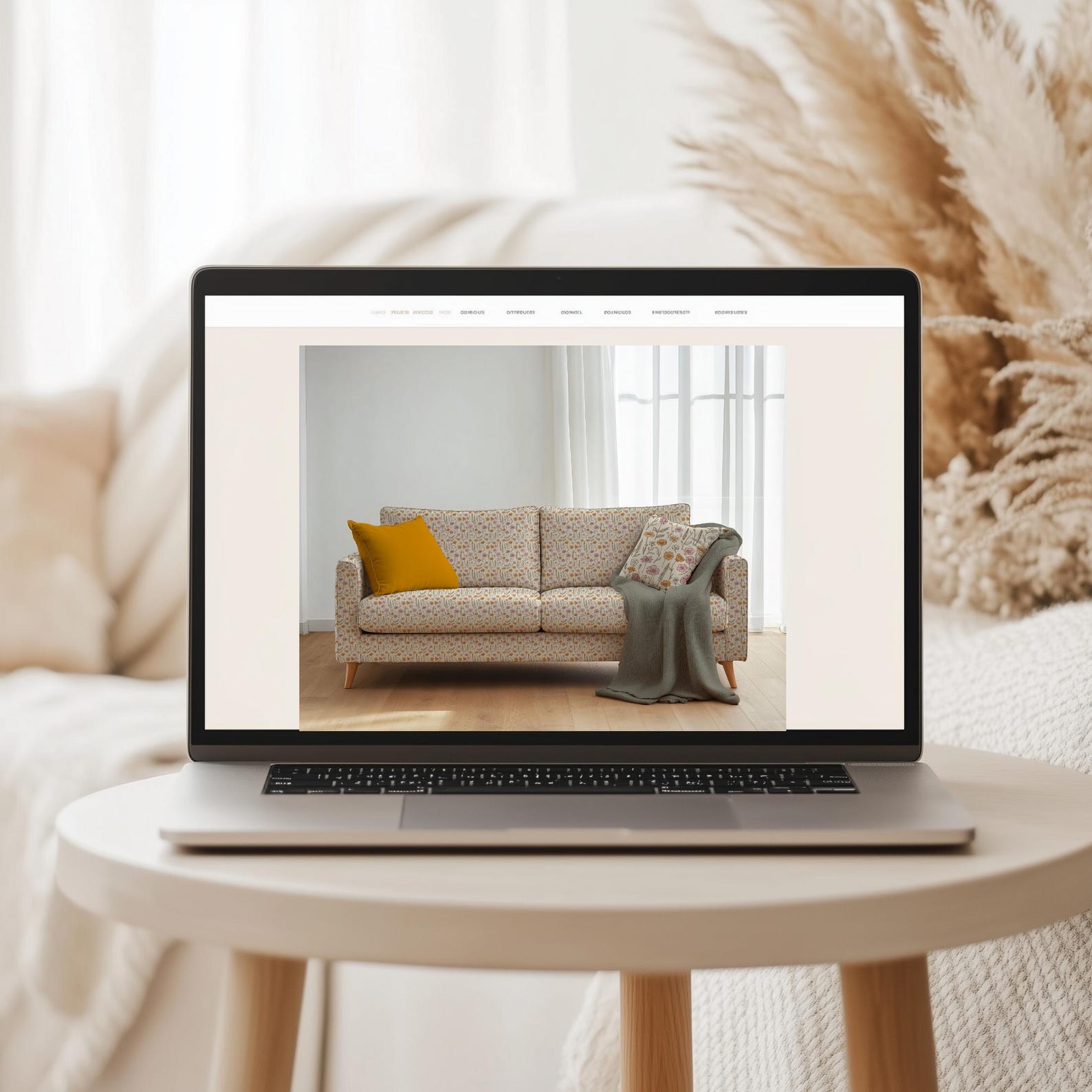 Upholstery Fabric Mockup (PSD), Editable Fofa With Blanket and Pillows ...