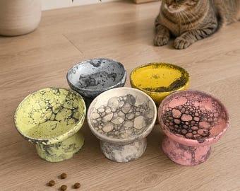 Ceramic Cat Bowl, Handmade Cat Bowl, Raised Cat Bowl, Elevated Cat Bowl, Ceramic Pet Bowl, Cat Food Bowl, Cat Lover Gift