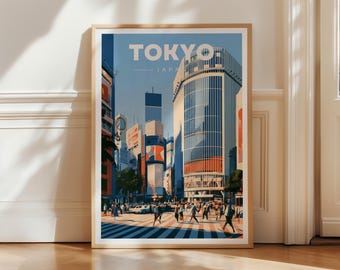 Tokyo Shibuya Crossing Travel Poster, Japan City Art Print (Physical Print)