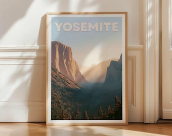 Yosemite Tunnel View Travel Poster, National Park Wall Art Print, California Landscape Decor