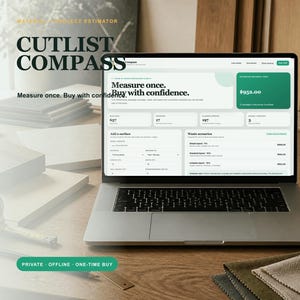 Cutlist Compass Material Estimator | Golv Kakel Färg Projektkalkylator | Offline DIY Renoveringsapp