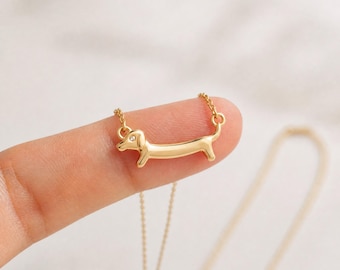 Personalisierte Dackel-Geburtssteinkette, Dackelschmuck, minimalistischer Dackelanhänger, individuelles Geschenk für Hundebesitzerinnen, Erinnerungsschmuck für Dackel