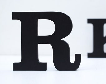 Wooden Initials Bookshelf Decor, Small Decorative Letters for Couples - Rustic Desk Cutout