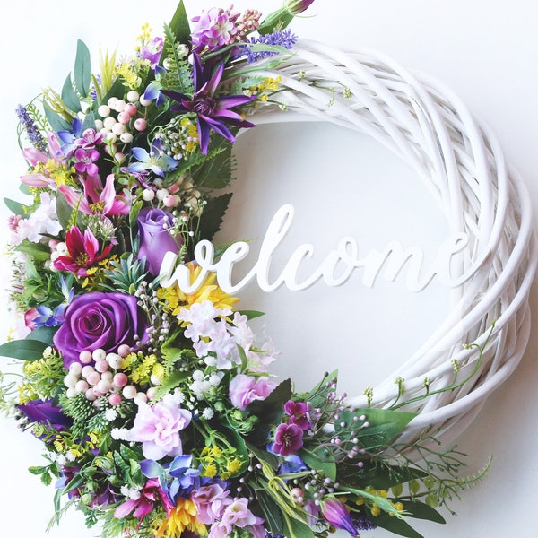 Summer wreaths for front door year round wreath summer flower wreath farmhouse wreath floral home decor colorful wreath