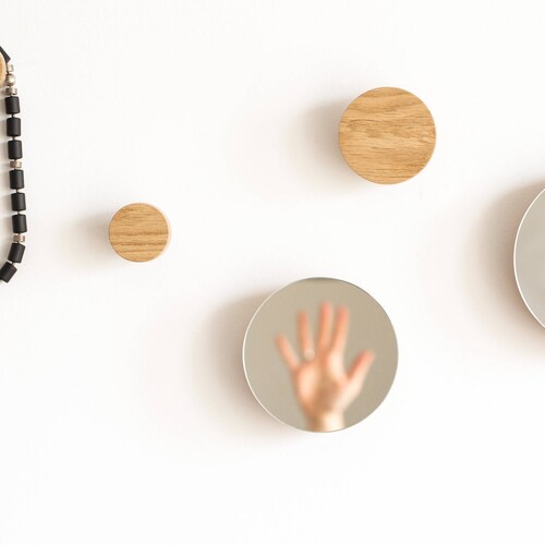 Decorative Mirrors Modern Coat Hooks Small Wall Mirror Wood Etsy