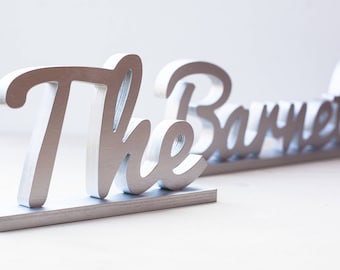 Personalized Wooden Family Name Sign: Wedding Table Centerpiece