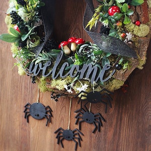 Halloween front door wreath whimsical Halloween wreath spider wreath moss wreath outdoor decorations Halloween gift autumn door wreath