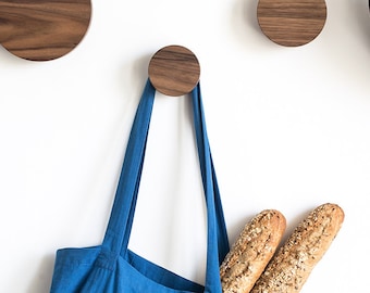 Large Wooden Wall Hooks, Knobs for Modern Minimalist Entryway Decor