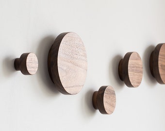 Large Round Hooks For Wall, Modern Coat Rack with Decorative Knobs and Clothes Hanger