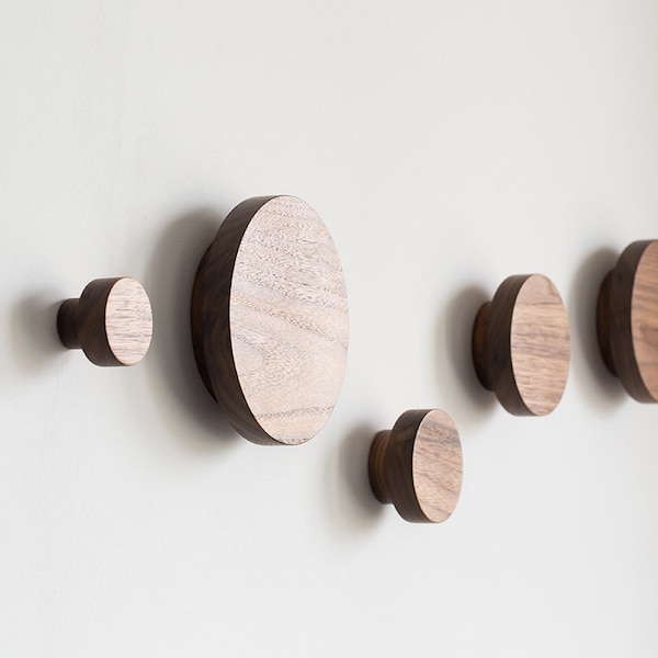 Wooden coat hooks, modern coat rack, decorative wall hooks, wooden coat rack, coat hooks wall mount, coat hanger wall, walnut hooks