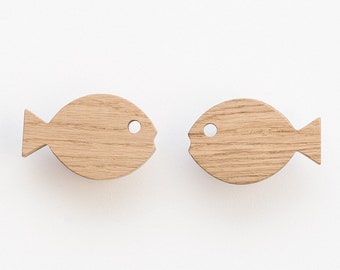 Kids coat hooks, fish wall hook, lake house decor, wall pegs, scandinavian decor, wooden wall hooks