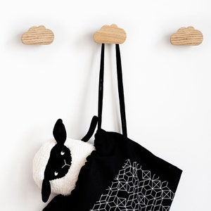 Rustic Cloud-Shaped Wooden Wall Hook for Kids&#39; Rooms, Nursery Decor, Coat Rack & Home Organization