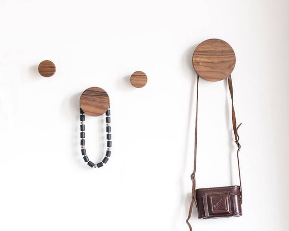 Wooden Wall Hooks, Walnut Coat Hooks, Modern Coat Rack, Entryway