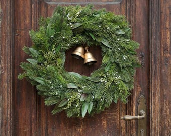 Handcrafted Christmas Wreath for Front Door, Spruce Juniper Berry, Outdoor Winter Decoration