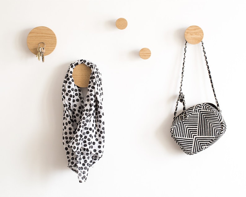 Decorative Mirrors Modern Coat Hooks Small Wall Mirror Wood Etsy