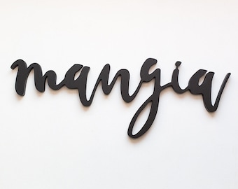 Letrero de madera "Mangia": decoración de pared para cocina italiana