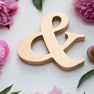 Ampersand 6" 7" gold wooden letter alphabet letters golden wedding customized modern wood home decor for wall custom colors art wedding sign