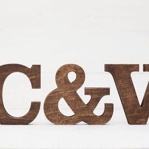 Free standing letters set of 3 bookshelf decor hand painted letters custom wood letters rustic wood letters birthday gift wedding gift image 1