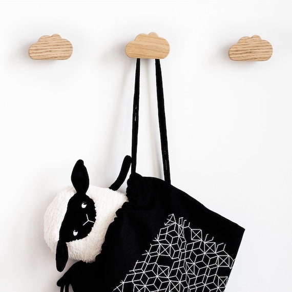 Rustic Cloud-Shaped Wooden Wall Hook for Kids' Rooms, Nursery Decor, Coat Rack & Home Organization