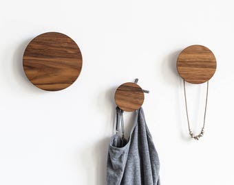 Walnut coat hooks round wooden hooks for wall modern coat rack entryway hanger large coat hooks decorative wall hooks